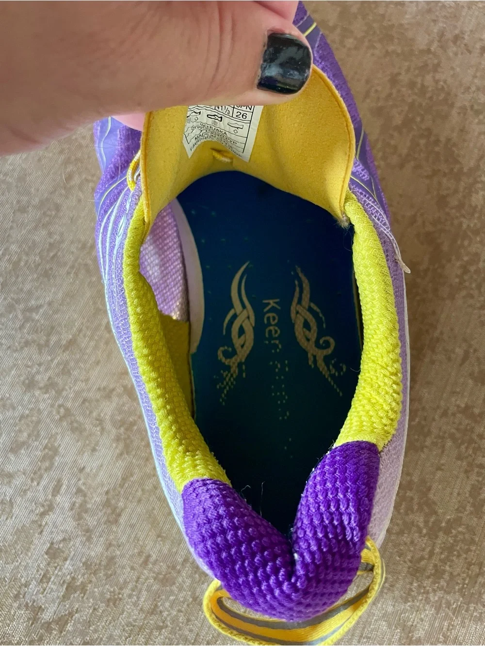 Hoka One One Women's Purple and Yellow Running Sneakers size 9